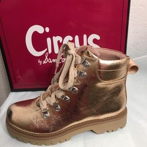 Sam Edelman Circus Rose Gold Lace Up Ankle…